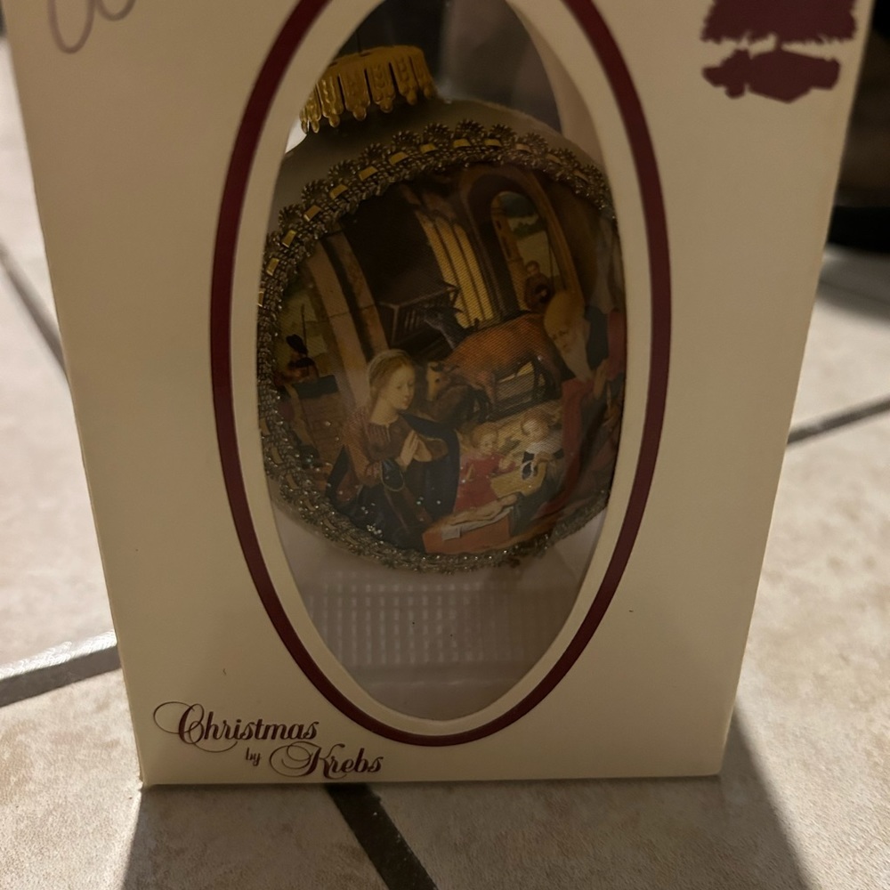Mint Christmas Krebs Masters on Silk Glass Collector Ornament 1988